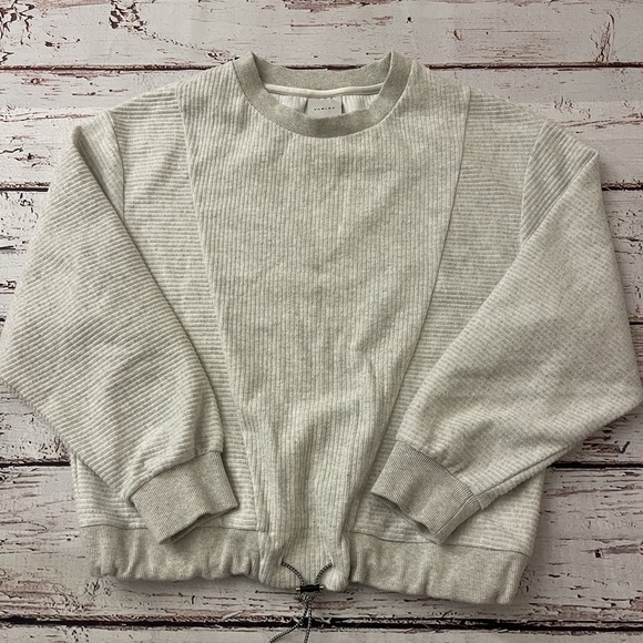 Varley Cropped Sweatshirt Arleta Ribbed Medium Oatmeal‎ Premium Activewear - Picture 1 of 9